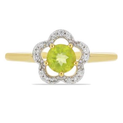 BUY PERIDOT FLOWER RING IN GOLD PLATED 925 SILVER 